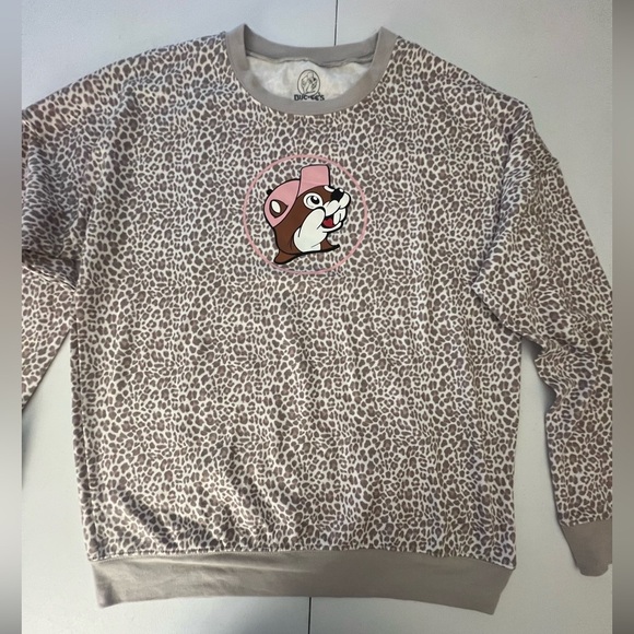 BUC-EE’S TAUPE/TAN ANIMAL PRINT SWEATSHIRT SIZE MEDIUM OVERSIZED UNISEX - Picture 7 of 10
